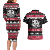 Fa La La La Snowman Tree Xmas Christmas Couples Matching Long Sleeve Bodycon Dress and Hawaiian Shirt Xmas Holiday Patterns - Wonder Print Shop