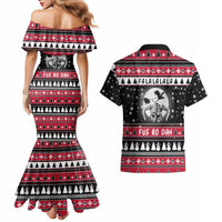 Fa La La La Snowman Tree Xmas Christmas Couples Matching Mermaid Dress and Hawaiian Shirt Xmas Holiday Patterns - Wonder Print Shop