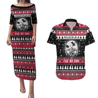 Fa La La La Snowman Tree Xmas Christmas Couples Matching Puletasi and Hawaiian Shirt Xmas Holiday Patterns - Wonder Print Shop
