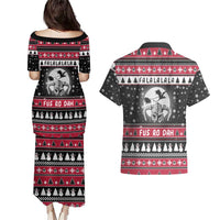 Fa La La La Snowman Tree Xmas Christmas Couples Matching Puletasi and Hawaiian Shirt Xmas Holiday Patterns - Wonder Print Shop