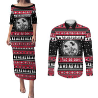 Fa La La La Snowman Tree Xmas Christmas Couples Matching Puletasi and Long Sleeve Button Shirt Xmas Holiday Patterns - Wonder Print Shop