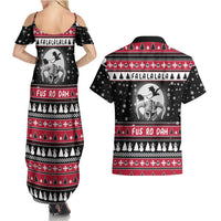 Fa La La La Snowman Tree Xmas Christmas Couples Matching Summer Maxi Dress and Hawaiian Shirt Xmas Holiday Patterns - Wonder Print Shop