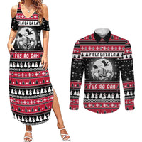 Fa La La La Snowman Tree Xmas Christmas Couples Matching Summer Maxi Dress and Long Sleeve Button Shirt Xmas Holiday Patterns - Wonder Print Shop
