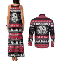Fa La La La Snowman Tree Xmas Christmas Couples Matching Tank Maxi Dress and Long Sleeve Button Shirt Xmas Holiday Patterns - Wonder Print Shop