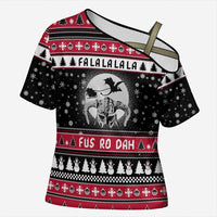 Fa La La La Snowman Tree Xmas Christmas Cross Shoulder Shirt Xmas Holiday Patterns - Wonder Print Shop