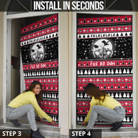 Fa La La La Snowman Tree Xmas Christmas Door Cover Xmas Holiday Patterns - Wonder Print Shop