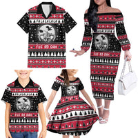 Fa La La La Snowman Tree Xmas Christmas Family Matching Off The Shoulder Long Sleeve Dress and Hawaiian Shirt Xmas Holiday Patterns - Wonder Print Shop