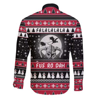 Fa La La La Snowman Tree Xmas Christmas Family Matching Off The Shoulder Long Sleeve Dress and Hawaiian Shirt Xmas Holiday Patterns - Wonder Print Shop