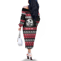 Fa La La La Snowman Tree Xmas Christmas Family Matching Off The Shoulder Long Sleeve Dress and Hawaiian Shirt Xmas Holiday Patterns - Wonder Print Shop