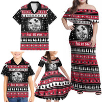 Fa La La La Snowman Tree Xmas Christmas Family Matching Off Shoulder Maxi Dress and Hawaiian Shirt Xmas Holiday Patterns - Wonder Print Shop
