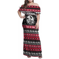 Fa La La La Snowman Tree Xmas Christmas Family Matching Off Shoulder Maxi Dress and Hawaiian Shirt Xmas Holiday Patterns - Wonder Print Shop