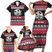 Fa La La La Snowman Tree Xmas Christmas Family Matching Short Sleeve Bodycon Dress and Hawaiian Shirt Xmas Holiday Patterns - Wonder Print Shop