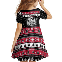Fa La La La Snowman Tree Xmas Christmas Kid Short Sleeve Dress Xmas Holiday Patterns - Wonder Print Shop