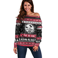 Fa La La La Snowman Tree Xmas Christmas Off Shoulder Sweater Xmas Holiday Patterns - undefined