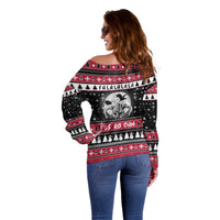 Fa La La La Snowman Tree Xmas Christmas Off Shoulder Sweater Xmas Holiday Patterns - undefined