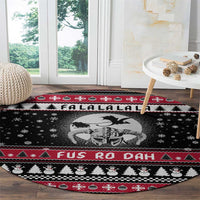 Fa La La La Snowman Tree Xmas Christmas Round Carpet Xmas Holiday Patterns - Wonder Print Shop