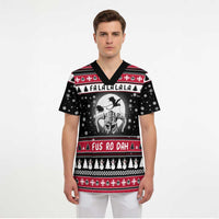 Fa La La La Snowman Tree Xmas Christmas Scrub Top Xmas Holiday Patterns - Wonder Print Shop