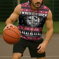 Fa La La La Snowman Tree Xmas Christmas Sleeveless Zip Hoodie Xmas Holiday Patterns - Wonder Print Shop