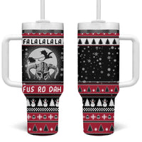 Fa La La La Snowman Tree Xmas Christmas Tumbler With Handle Xmas Holiday Patterns - Wonder Print Shop