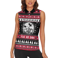 Fa La La La Snowman Tree Xmas Christmas Women Sleeveless Polo Shirt Xmas Holiday Patterns - Wonder Print Shop