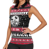 Fa La La La Snowman Tree Xmas Christmas Women Sleeveless Polo Shirt Xmas Holiday Patterns - Wonder Print Shop