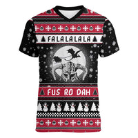 Fa La La La Snowman Tree Xmas Christmas Women V-Neck T-Shirt Xmas Holiday Patterns - Wonder Print Shop
