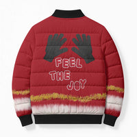 Feel The Joy Christmas Bomber Puffer Jacket Xmas Holiday Patterns - Wonder Print Shop
