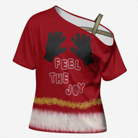 Feel The Joy Christmas Cross Shoulder Shirt Xmas Holiday Patterns - Wonder Print Shop