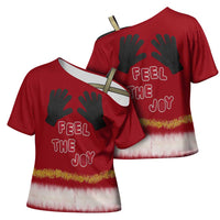 Feel The Joy Christmas Cross Shoulder Shirt Xmas Holiday Patterns - Wonder Print Shop
