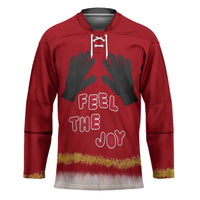 Feel The Joy Christmas Hockey Jersey Xmas Holiday Patterns - Wonder Print Shop