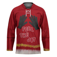 Feel The Joy Christmas Hockey Jersey Xmas Holiday Patterns - Wonder Print Shop