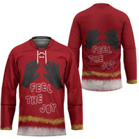 Feel The Joy Christmas Hockey Jersey Xmas Holiday Patterns - Wonder Print Shop