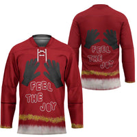 Feel The Joy Christmas Hockey Jersey Xmas Holiday Patterns - Wonder Print Shop
