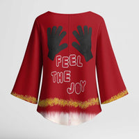 Feel The Joy Christmas Kimono Sleeve Blouse Xmas Holiday Patterns - Wonder Print Shop