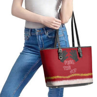 Feel The Joy Christmas Leather Tote Bag Xmas Holiday Patterns - Wonder Print Shop