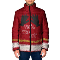 Feel The Joy Christmas Padded Jacket Xmas Holiday Patterns - Wonder Print Shop