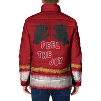 Feel The Joy Christmas Padded Jacket Xmas Holiday Patterns - Wonder Print Shop