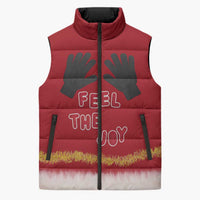 Feel The Joy Christmas Sleeveless Puffer Jacket Xmas Holiday Patterns - Wonder Print Shop