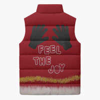 Feel The Joy Christmas Sleeveless Puffer Jacket Xmas Holiday Patterns - Wonder Print Shop
