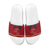 Feel The Joy Christmas Slide Sandals Xmas Holiday Patterns - Wonder Print Shop