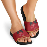 Feel The Joy Christmas Slide Sandals Xmas Holiday Patterns - Wonder Print Shop
