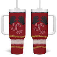 Feel The Joy Christmas Tumbler With Handle Xmas Holiday Patterns - Wonder Print Shop