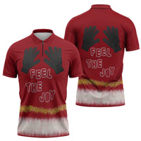 Feel The Joy Christmas Zipper Polo Shirt Xmas Holiday Patterns - Wonder Print Shop