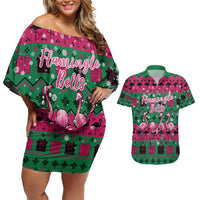 Firefighter Presents Christmas Couples Matching Off Shoulder Short Dress and Hawaiian Shirt Xmas Holiday Patterns - Wonder Print Shop