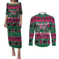 Firefighter Presents Christmas Couples Matching Puletasi and Long Sleeve Button Shirt Xmas Holiday Patterns - Wonder Print Shop