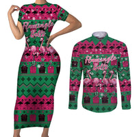 Firefighter Presents Christmas Couples Matching Short Sleeve Bodycon Dress and Long Sleeve Button Shirt Xmas Holiday Patterns - Wonder Print Shop