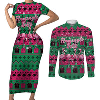 Firefighter Presents Christmas Couples Matching Short Sleeve Bodycon Dress and Long Sleeve Button Shirt Xmas Holiday Patterns - Wonder Print Shop