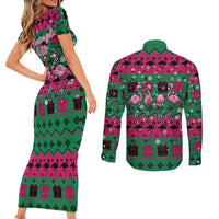 Firefighter Presents Christmas Couples Matching Short Sleeve Bodycon Dress and Long Sleeve Button Shirt Xmas Holiday Patterns - Wonder Print Shop