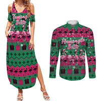 Firefighter Presents Christmas Couples Matching Summer Maxi Dress and Long Sleeve Button Shirt Xmas Holiday Patterns - Wonder Print Shop