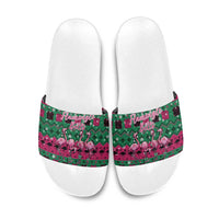 Firefighter Presents Christmas Slide Sandals Xmas Holiday Patterns - Wonder Print Shop